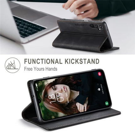 For Samsung Galaxy A15 5G / Galaxy A15 4G Wallet Case AUTSPACE A01 Leather Stand Cover with RFID Blocking Card Holder