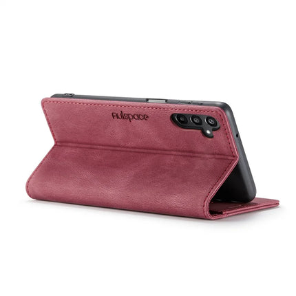 For Samsung Galaxy A15 5G / Galaxy A15 4G Wallet Case AUTSPACE A01 Leather Stand Cover with RFID Blocking Card Holder