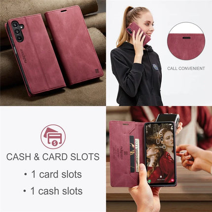 For Samsung Galaxy A15 5G / Galaxy A15 4G Wallet Case AUTSPACE A01 Leather Stand Cover with RFID Blocking Card Holder