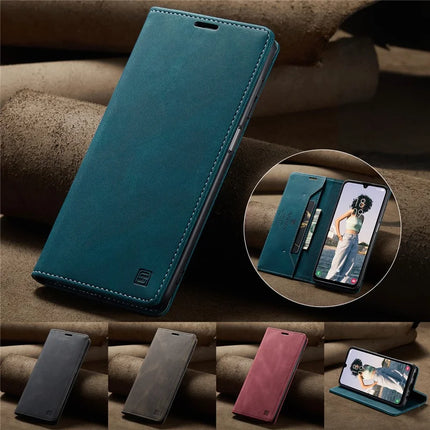 For Samsung Galaxy A15 5G / Galaxy A15 4G Wallet Case AUTSPACE A01 Leather Stand Cover with RFID Blocking Card Holder