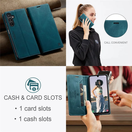 For Samsung Galaxy A15 5G / Galaxy A15 4G Wallet Case AUTSPACE A01 Leather Stand Cover with RFID Blocking Card Holder