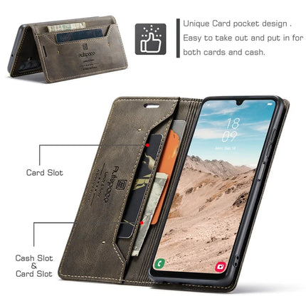 For Samsung Galaxy A25 5G (Global) (161.0 x 76.5 x 8.3mm) Wallet Case AUTSPACE A01 Leather Stand Cover with RFID Blocking Card Holder
