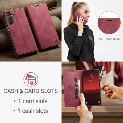 For Samsung Galaxy A25 5G (Global) (161.0 x 76.5 x 8.3mm) Wallet Case AUTSPACE A01 Leather Stand Cover with RFID Blocking Card Holder