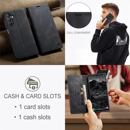For Samsung Galaxy A25 5G (Global) (161.0 x 76.5 x 8.3mm) Wallet Case AUTSPACE A01 Leather Stand Cover with RFID Blocking Card Holder