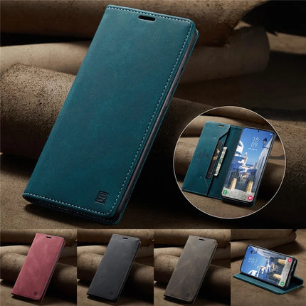 For Samsung Galaxy A35 5G Wallet Case AUTSPACE A01 Leather Stand Cover with RFID Blocking Card Holder
