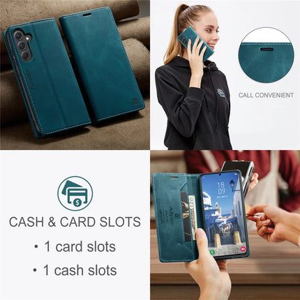 For Samsung Galaxy A35 5G Wallet Case AUTSPACE A01 Leather Stand Cover with RFID Blocking Card Holder