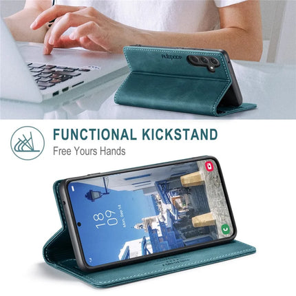 For Samsung Galaxy A35 5G Wallet Case AUTSPACE A01 Leather Stand Cover with RFID Blocking Card Holder
