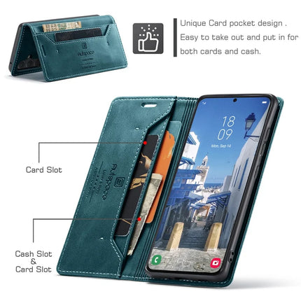 For Samsung Galaxy A35 5G Wallet Case AUTSPACE A01 Leather Stand Cover with RFID Blocking Card Holder