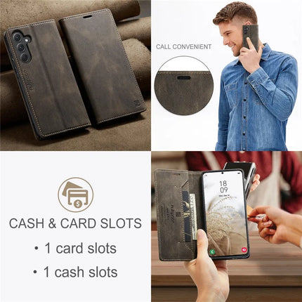 For Samsung Galaxy A35 5G Wallet Case AUTSPACE A01 Leather Stand Cover with RFID Blocking Card Holder
