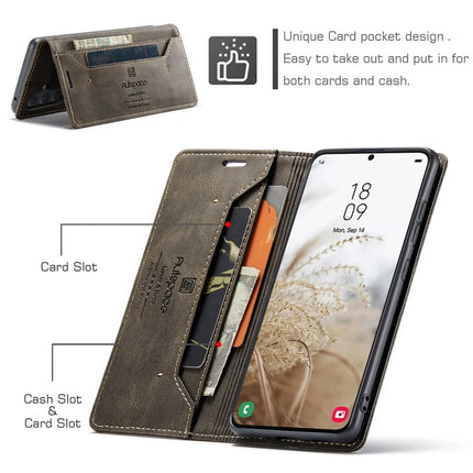 For Samsung Galaxy A35 5G Wallet Case AUTSPACE A01 Leather Stand Cover with RFID Blocking Card Holder