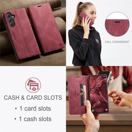For Samsung Galaxy A35 5G Wallet Case AUTSPACE A01 Leather Stand Cover with RFID Blocking Card Holder