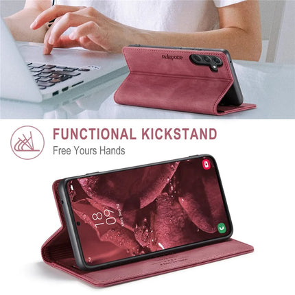 For Samsung Galaxy A35 5G Wallet Case AUTSPACE A01 Leather Stand Cover with RFID Blocking Card Holder