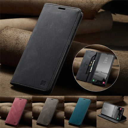 For Samsung Galaxy A35 5G Wallet Case AUTSPACE A01 Leather Stand Cover with RFID Blocking Card Holder