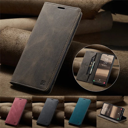 For Samsung Galaxy A55 5G Wallet Case AUTSPACE A01 Leather Stand Cover with RFID Blocking Card Holder