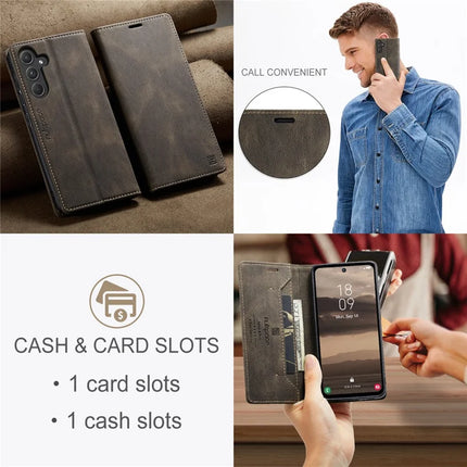 For Samsung Galaxy A55 5G Wallet Case AUTSPACE A01 Leather Stand Cover with RFID Blocking Card Holder