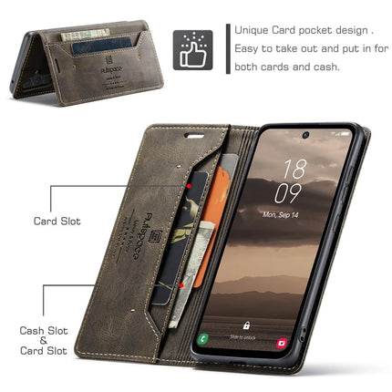 For Samsung Galaxy A55 5G Wallet Case AUTSPACE A01 Leather Stand Cover with RFID Blocking Card Holder