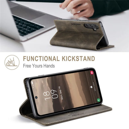 For Samsung Galaxy A55 5G Wallet Case AUTSPACE A01 Leather Stand Cover with RFID Blocking Card Holder