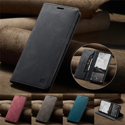 For Samsung Galaxy A55 5G Wallet Case AUTSPACE A01 Leather Stand Cover with RFID Blocking Card Holder