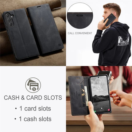 For Samsung Galaxy A55 5G Wallet Case AUTSPACE A01 Leather Stand Cover with RFID Blocking Card Holder