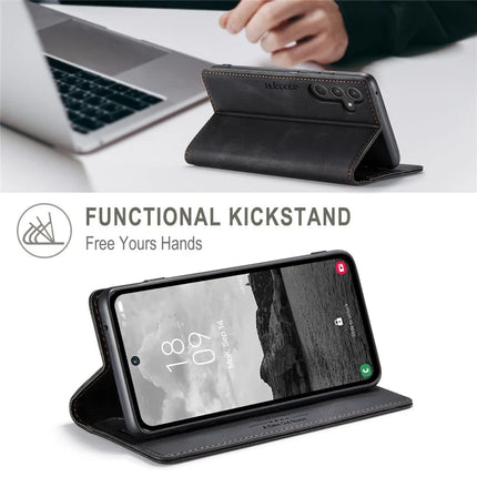 For Samsung Galaxy A55 5G Wallet Case AUTSPACE A01 Leather Stand Cover with RFID Blocking Card Holder