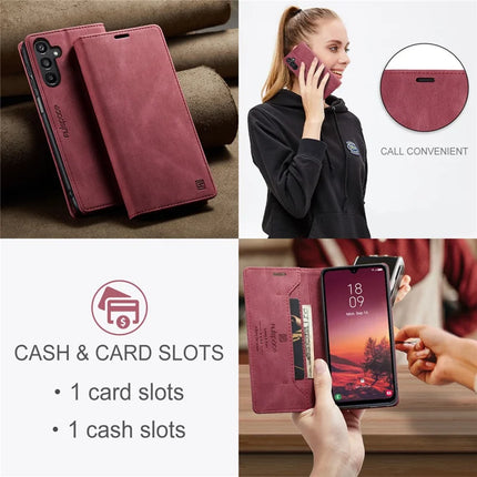 For Samsung Galaxy A16 5G Wallet Case AUTSPACE A01 Leather Stand Cover with RFID Blocking Card Holder