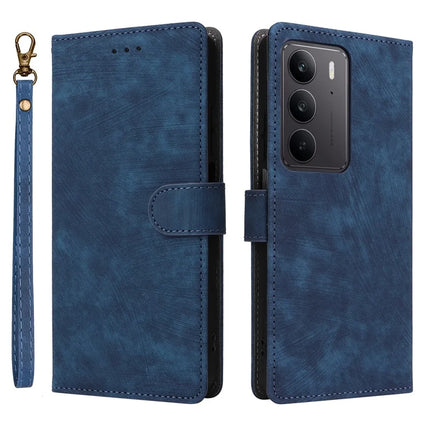 Wallet Phone Case for Realme 14x 5G / V60 Pro / C75 RFID Blocking PU Leather Cover Stand View - Blue