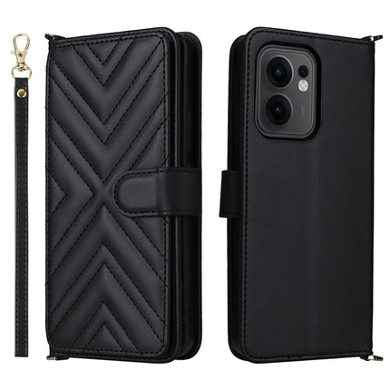 For Oppo Reno13 F 5G / 4G Wallet Case with Shoulder Strap Leather Phone Cover