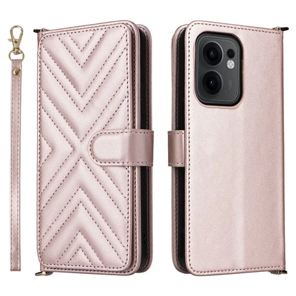 For Oppo Reno13 F 5G / 4G Wallet Case with Shoulder Strap Leather Phone Cover