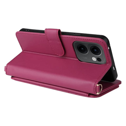 For Oppo Reno13 F 5G / 4G Wallet Case with Shoulder Strap Leather Phone Cover