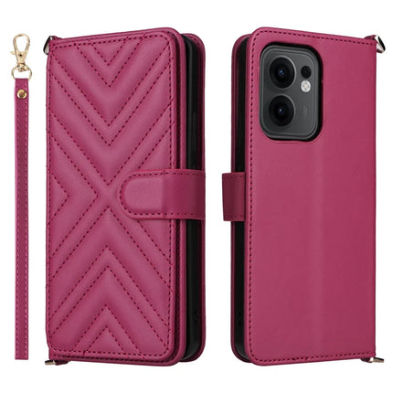 For Oppo Reno13 F 5G / 4G Wallet Case with Shoulder Strap Leather Phone Cover