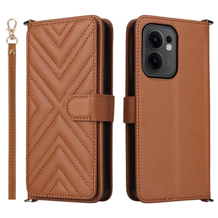 For Oppo Reno13 F 5G / 4G Wallet Case with Shoulder Strap Leather Phone Cover