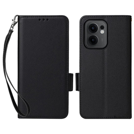 For Oppo Reno13 F 5G / 4G Case Litchi Texture PU Leather Wallet Flip Phone Cover - Black