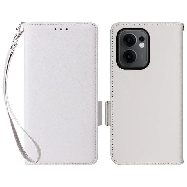 For Oppo Reno13 F 5G / 4G Case Litchi Texture PU Leather Wallet Flip Phone Cover - White