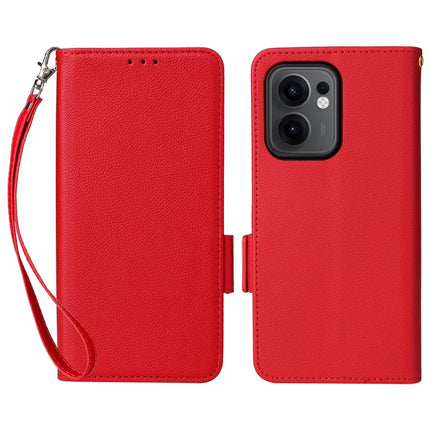For Oppo Reno13 F 5G / 4G Case Litchi Texture PU Leather Wallet Flip Phone Cover - Red