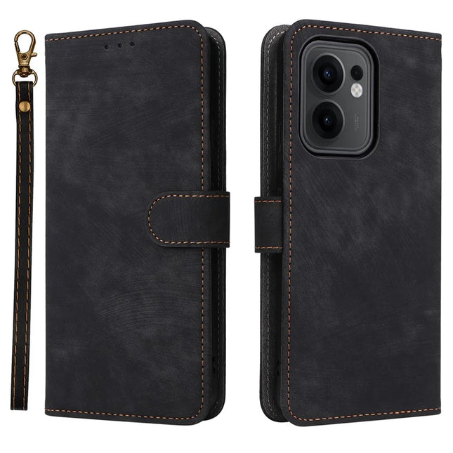 For Oppo Reno13 F 5G / 4G Wallet Case RFID Blocking PU Leather Cover Stand View - Black