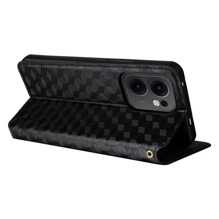 For Oppo Reno13 F 5G / 4G Wallet Case Rhombus Imprinted Leather Phone Cover