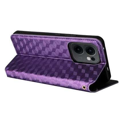 For Oppo Reno13 F 5G / 4G Wallet Case Rhombus Imprinted Leather Phone Cover