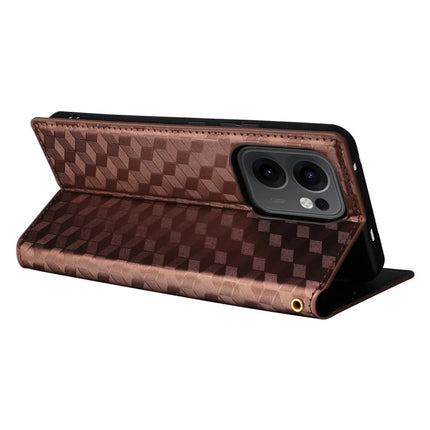 For Oppo Reno13 F 5G / 4G Wallet Case Rhombus Imprinted Leather Phone Cover