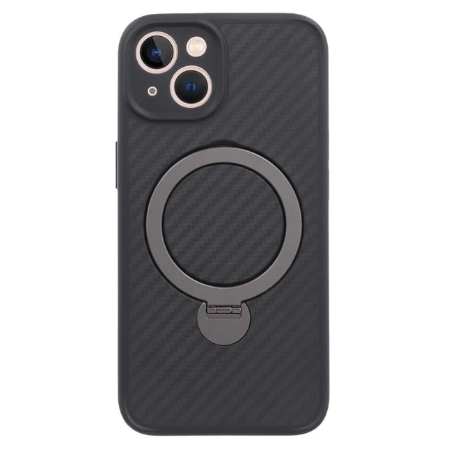 For iPhone 13 Case Compatible with MagSafe Kickstand TPU + PC Phone Cover Carbon Fiber Texture