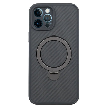 For iPhone 12 Pro Max Case Compatible with MagSafe Kickstand TPU + PC Phone Cover Carbon Fiber Texture