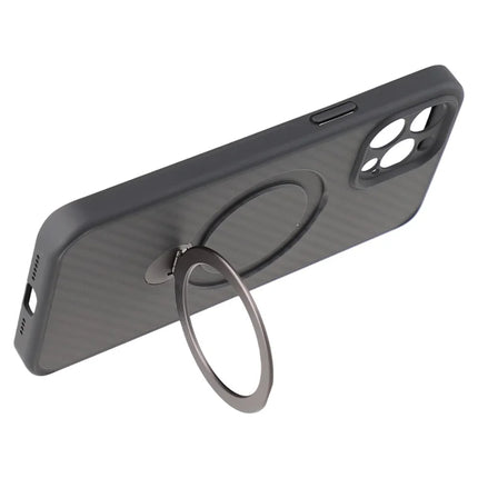 For iPhone 12 Pro Max Case Compatible with MagSafe Kickstand TPU + PC Phone Cover Carbon Fiber Texture