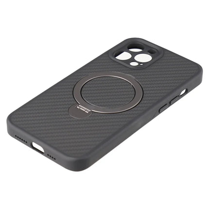 For iPhone 12 Pro Max Case Compatible with MagSafe Kickstand TPU + PC Phone Cover Carbon Fiber Texture