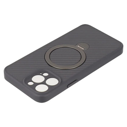 For iPhone 13 Pro Max Case Compatible with MagSafe Kickstand TPU + PC Phone Cover Carbon Fiber Texture