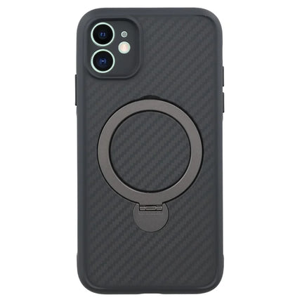 For iPhone 11 Case Compatible with MagSafe Kickstand TPU + PC Phone Cover Carbon Fiber Texture