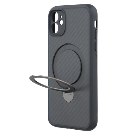 For iPhone 11 Case Compatible with MagSafe Kickstand TPU + PC Phone Cover Carbon Fiber Texture
