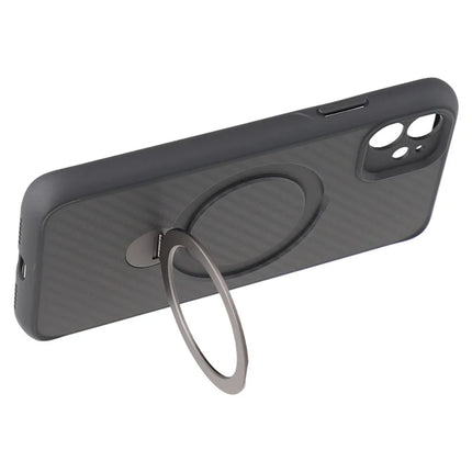 For iPhone 11 Case Compatible with MagSafe Kickstand TPU + PC Phone Cover Carbon Fiber Texture