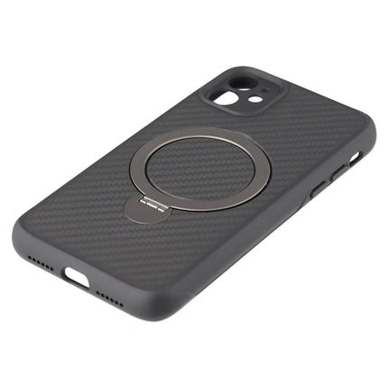 For iPhone 11 Case Compatible with MagSafe Kickstand TPU + PC Phone Cover Carbon Fiber Texture