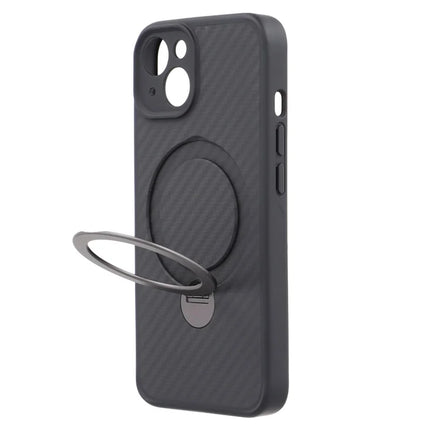 For iPhone 14 Case Compatible with MagSafe Kickstand TPU + PC Phone Cover Carbon Fiber Texture