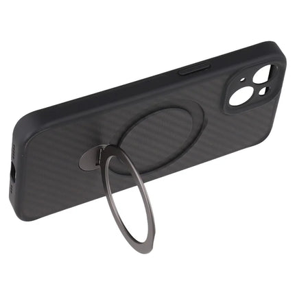 For iPhone 14 Case Compatible with MagSafe Kickstand TPU + PC Phone Cover Carbon Fiber Texture