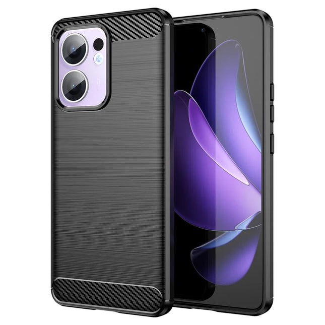For Oppo Reno13 F 5G Case Protective Phone Cover Carbon Fiber Texture Brushed - Black